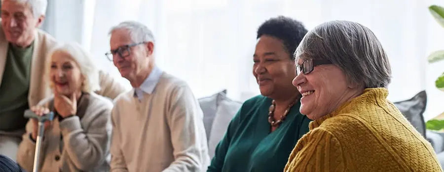 People gathered and smiling