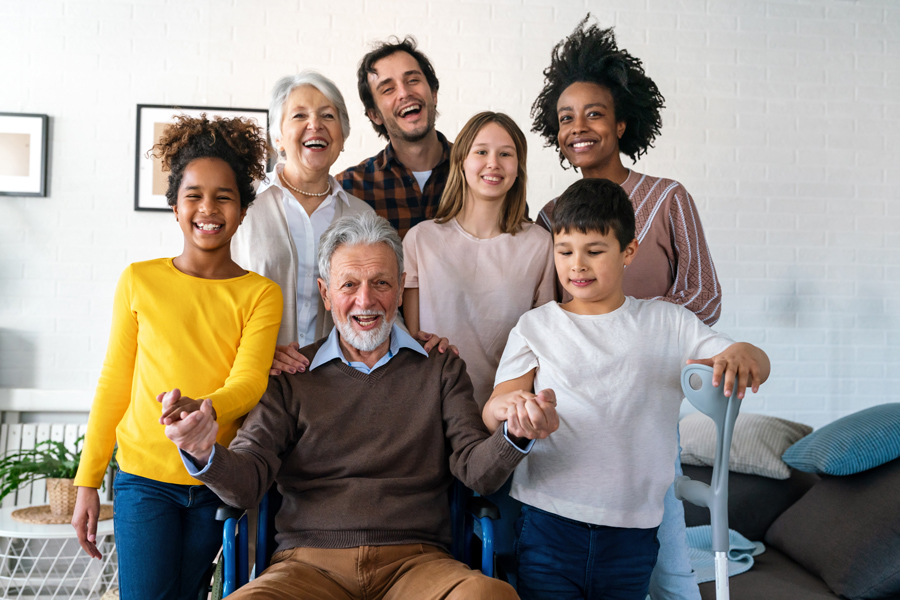 A group of people smiling